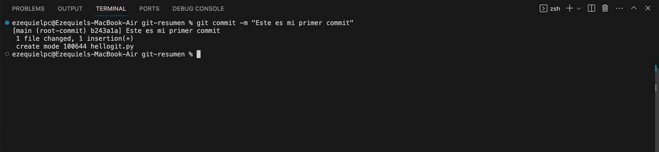 Ejecucion comando git commit Git add y Git commit