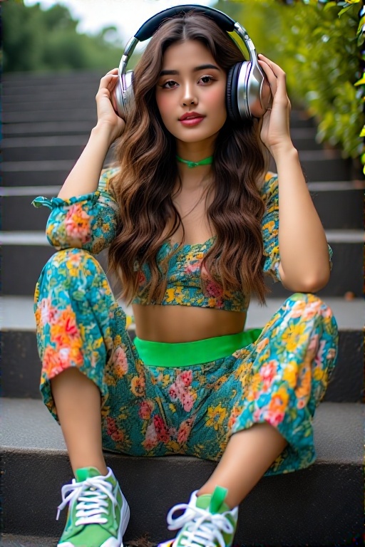 A-young-woman-sits-on-outdoor-3