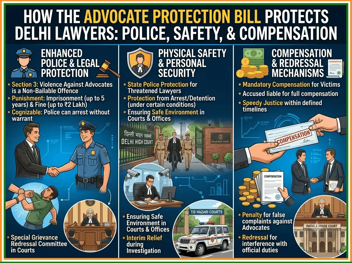 How the Advocates Protection Bill Protects Delhi Lawyers: Police, Safety & Compensation