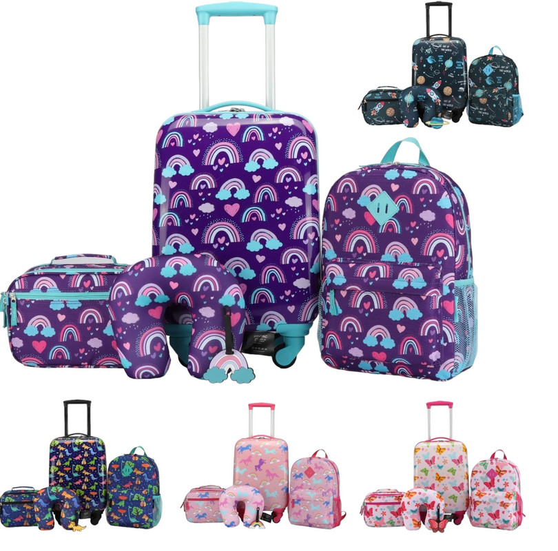 Kit Bagage Enfant Kidzpac 5 Pièces - Valise, Sac à Dos, Sac Lunch, Oreiller, étiquette