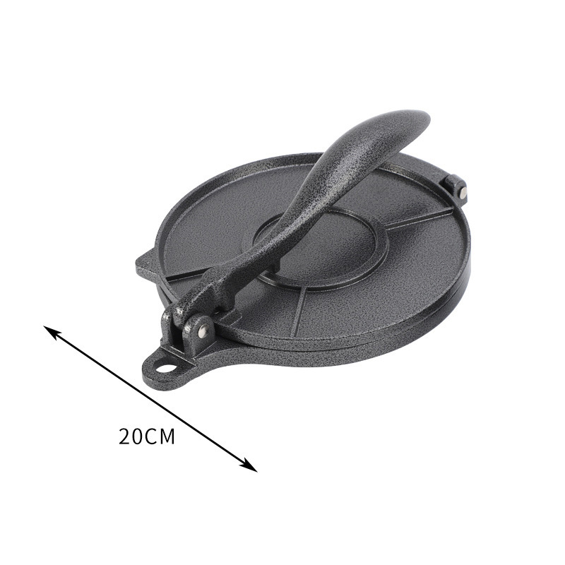 Black Manual Dough Press – Aluminum Alloy Cake & Tortilla Press for Homemade Baking and Cooking(20cm)