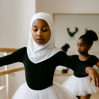 Muslim girl practicing ballet