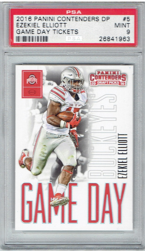 2016 Panini Contenders Draft Picks Game Day Tickets 5 Ezekiel Elliott PSA 9