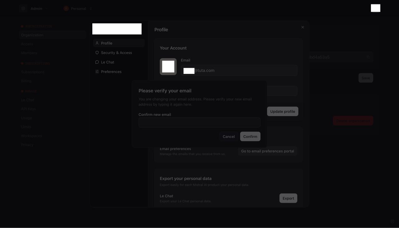 Organization Admin Mistral AI cleaned