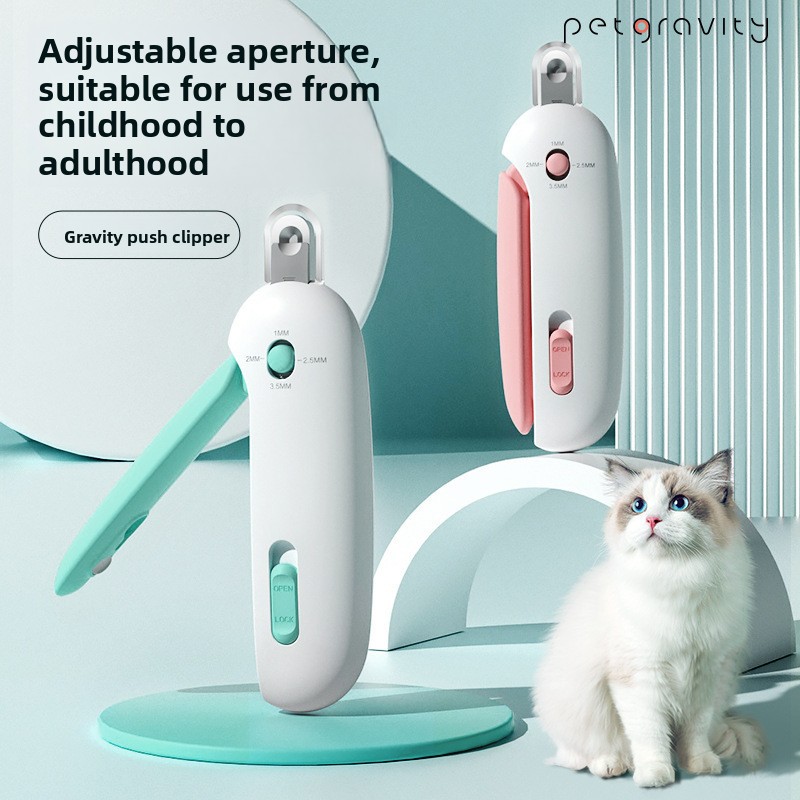 2-PCS Pink Adjustable Pet Nail Clipper with Safety Guard Professional Cat Dog Claw Trimmer with Hidden Nail File and Splash Proof Box