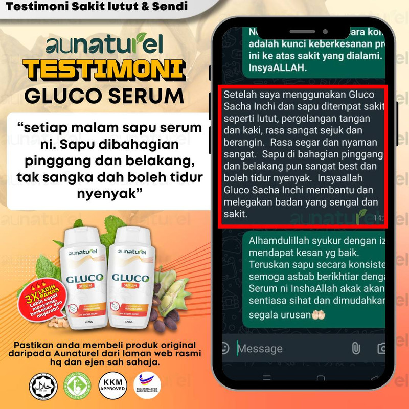 Testimoni pengguna Gluco Serum untuk pinggang dan belakang, boleh tidur nyenyak