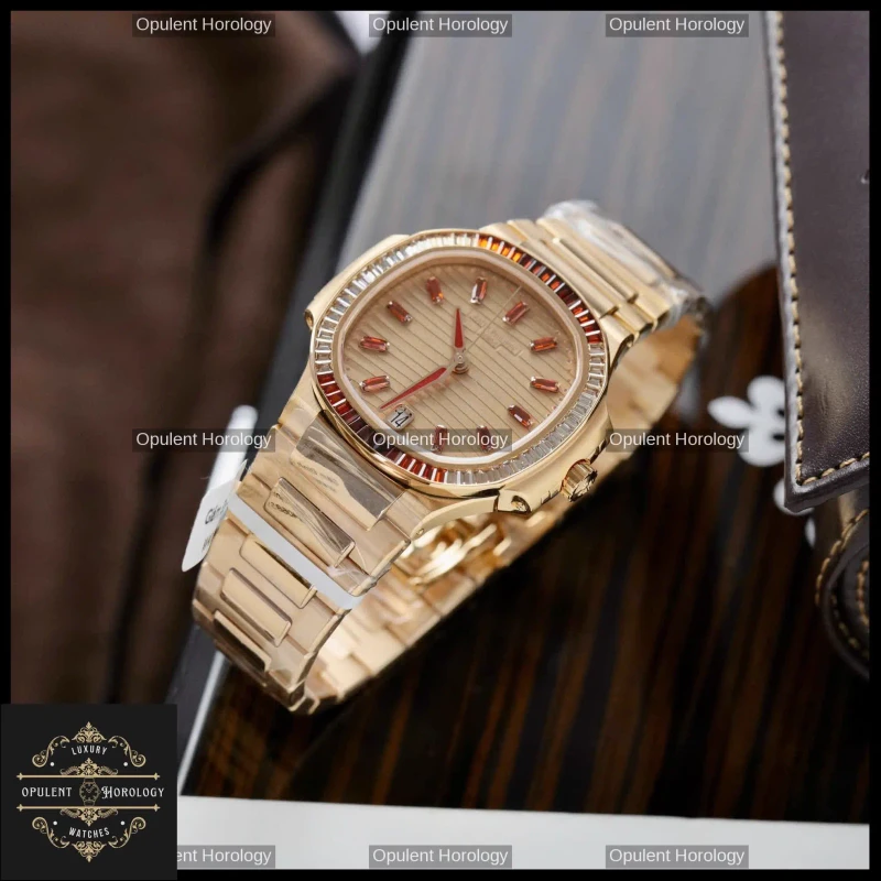 Patek Philippe Nautilus 7118/1300R Replica Rose Gold 35.2mm Diamond Bezel