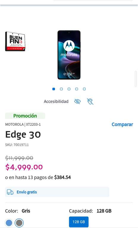 Telcel: Celular MOTOROLA | XT2203-1 EDGE 30 Edge 30 4,999.00 
