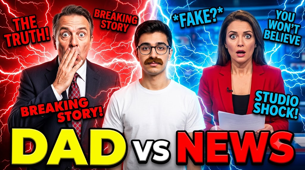 AI-generated example result for the youtube-thumbnail prompt: Comedy & Reaction – "DAD / VS" | Comedy Reaction Youtube Thumbnail AI YouTube Thumbnail Prompt