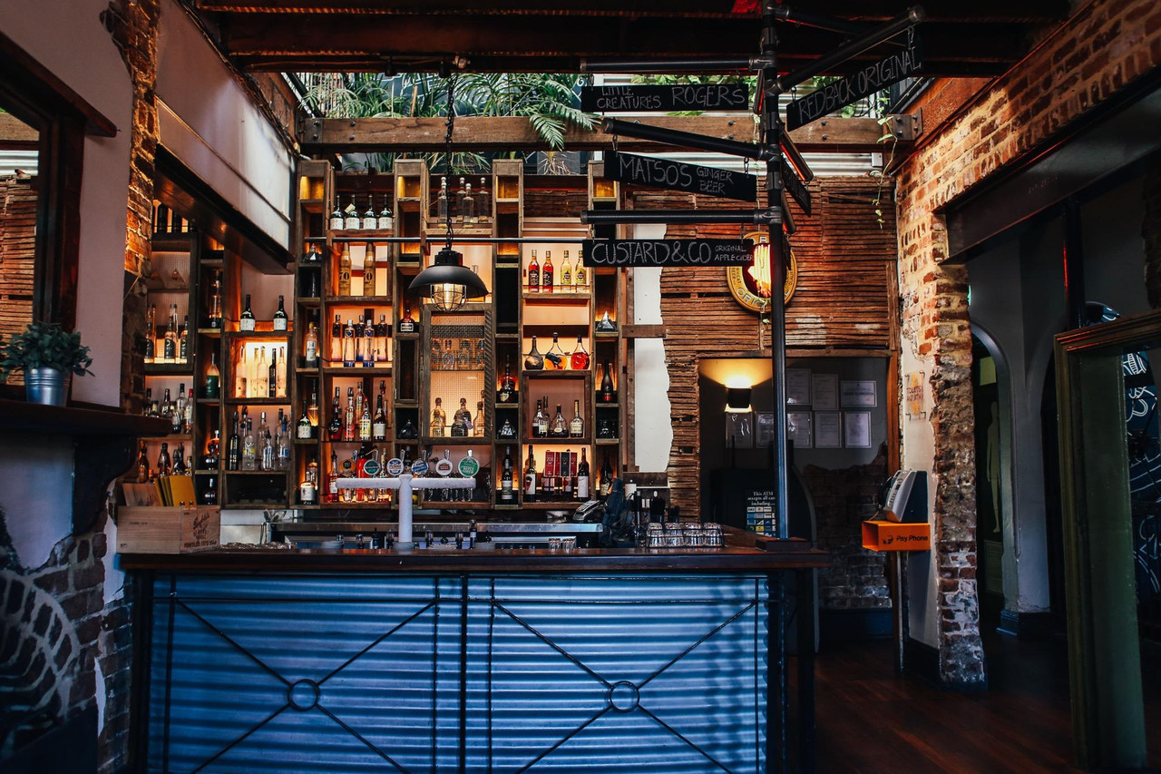 Dark cafe interior with New York atmosphere