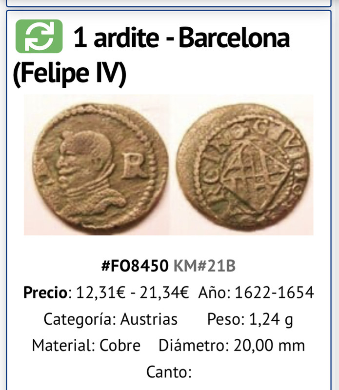 Ardite de Felipe IV de 1664, Barcelona. 2-BC9497-E-A560-434-D-BF3-C-8-D864-C08-E8-F3