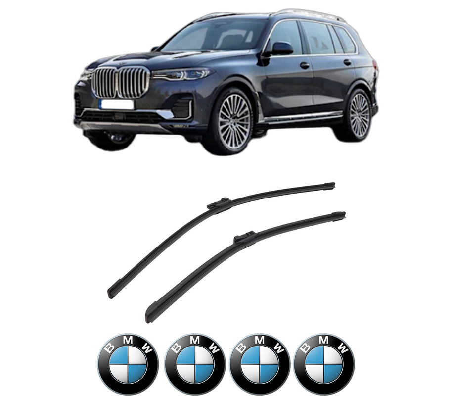 Set stergatoare auto BMW Seria X7 (G07) din 2019-2022, pentru parbriz auto, 2 bucati, Bosch Aerotwin, din cauciuc siliconat rezistent, 4 Stickere Auto BMW Seria