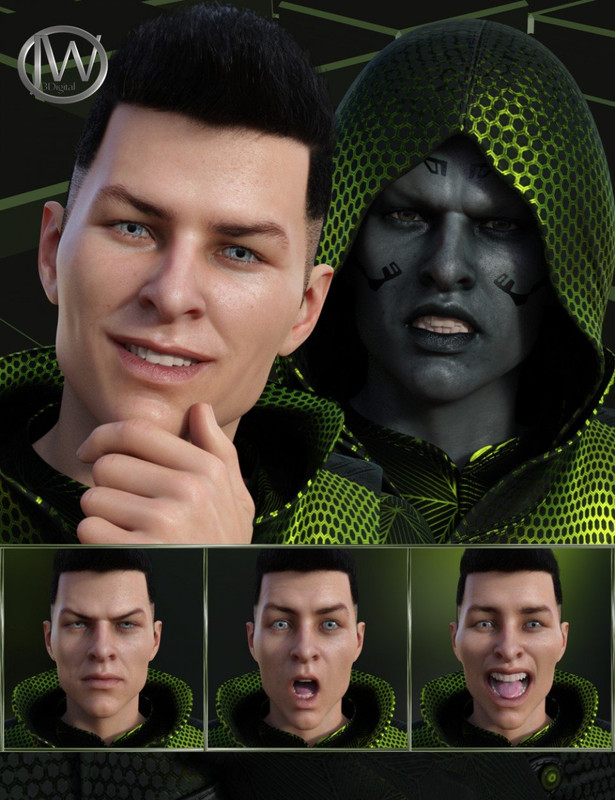     Faces of Our Hero - Expressions for Genesis 8 Male and Nix 8