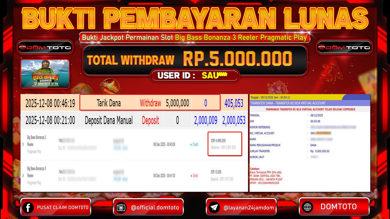 JACKPOT Big Bass Bonanza 3 Reeler Pragmatic Play 08 DECEMBER 2025
