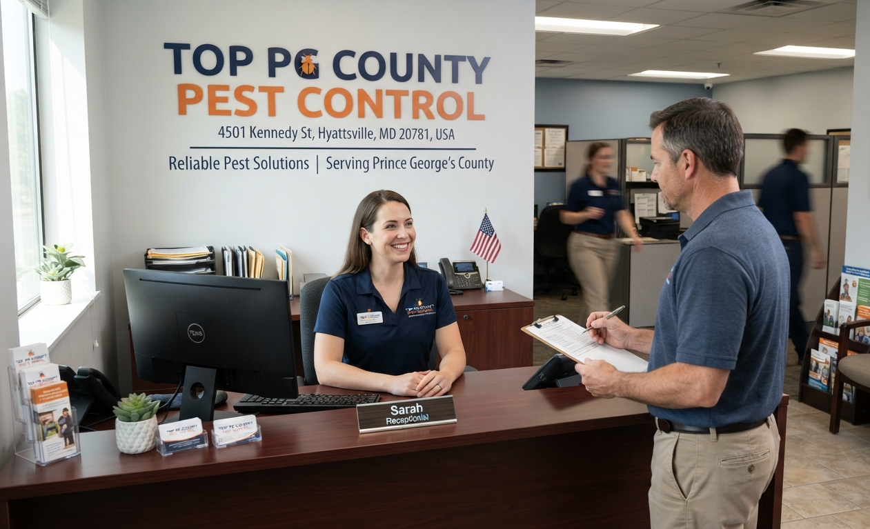 Commercial pest control service at business reception