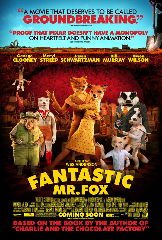 Fantastic Mr Fox 2009 Movie Poster Wes Anderson Stop Motion Animation