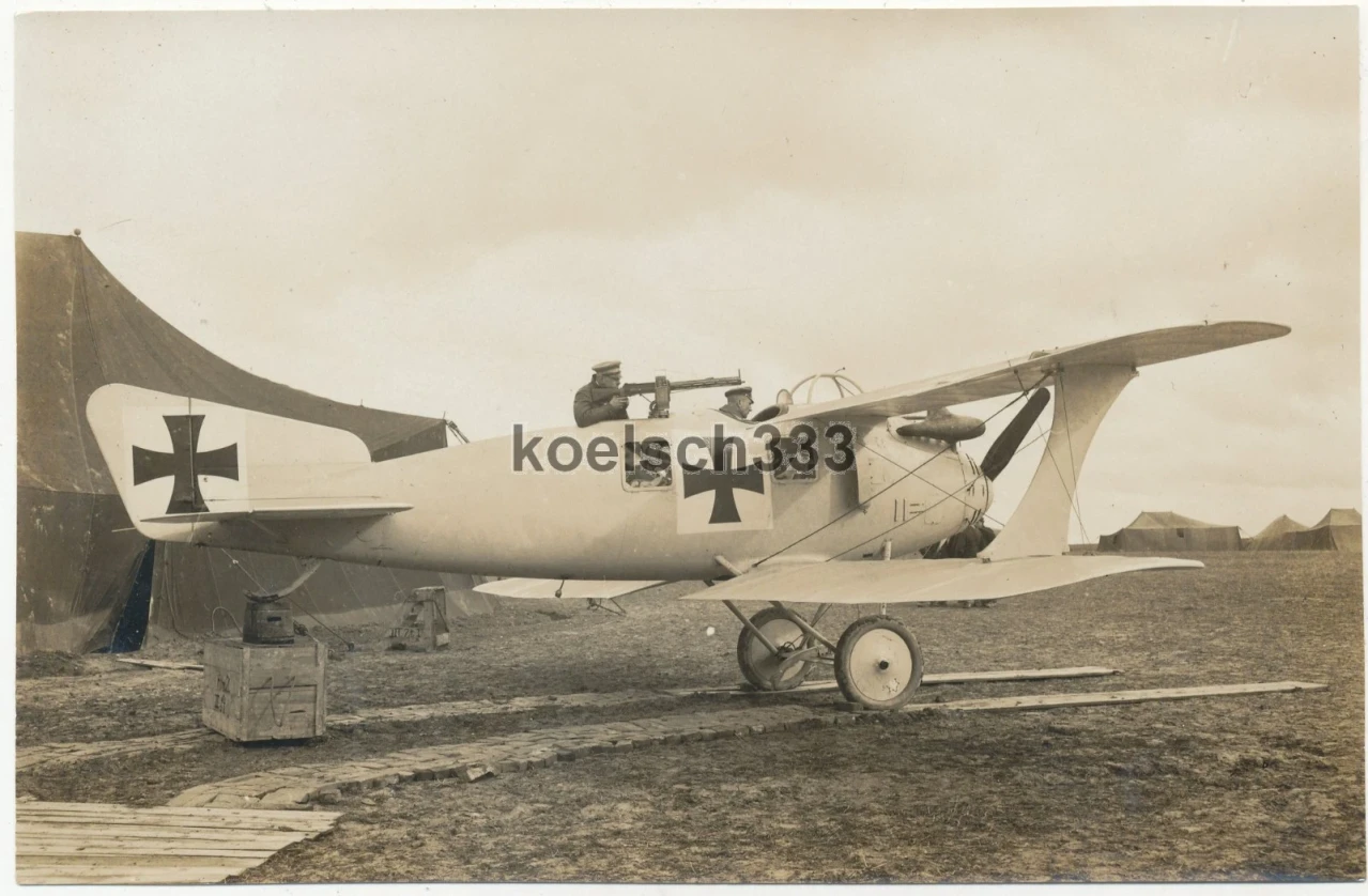 Foto Doppeldecker Flugzeug mit Maschinengewehr Flieger Ers Abt 1 Altenburg (1)