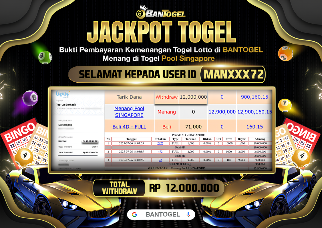 BUKTI JACKPOT LUNAS BANTOGEL