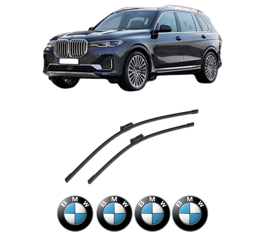 Set stergatoare auto BMW Seria X7 (G07) din 2019-2022, pentru parbriz auto, 2 bucati, Bosch Aerotwin, din cauciuc siliconat rezistent, 4 Stickere Auto BMW Seria