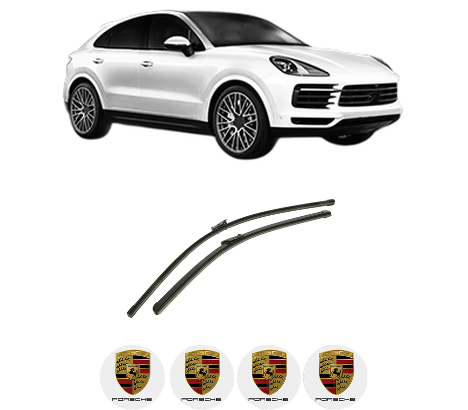 Set stergatoare auto PORSCHE CAYENNE Coupe (9YB) din 2019, pentru parbriz auto, 2 bucati, Bosch Aerotwin, din cauciuc siliconat rezistent, 4 Stickere Auto PORSCHE