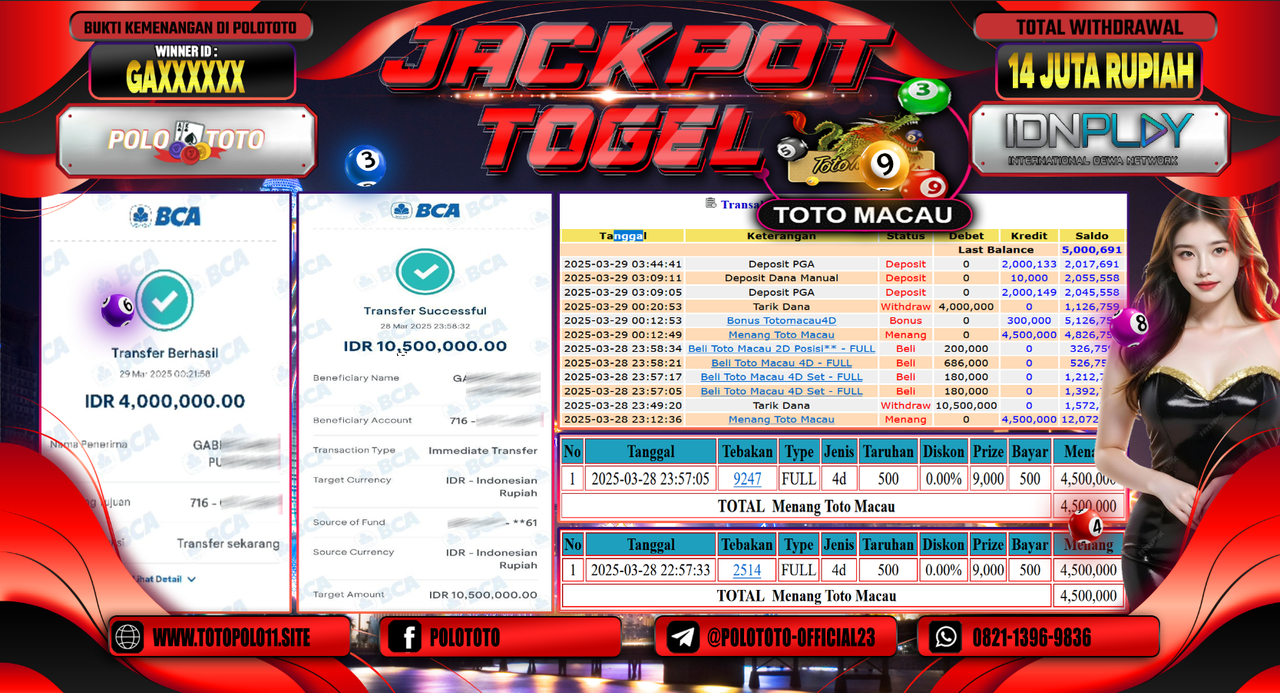 POLOTOTO JACKPOT TOGEL TOTO MACAU  Rp.14.500.000,-