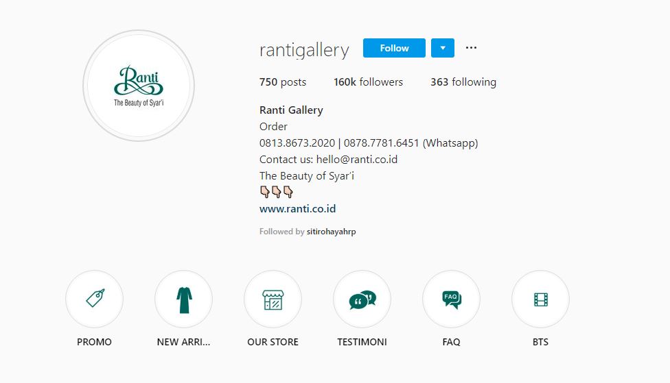 Akun instagram Ranti Gallery