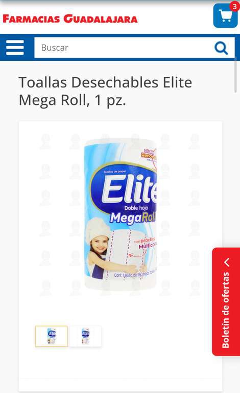 Farmacias Guadalajara: Servitoallas Elite doble hoja MegaRoll para cocina. 

