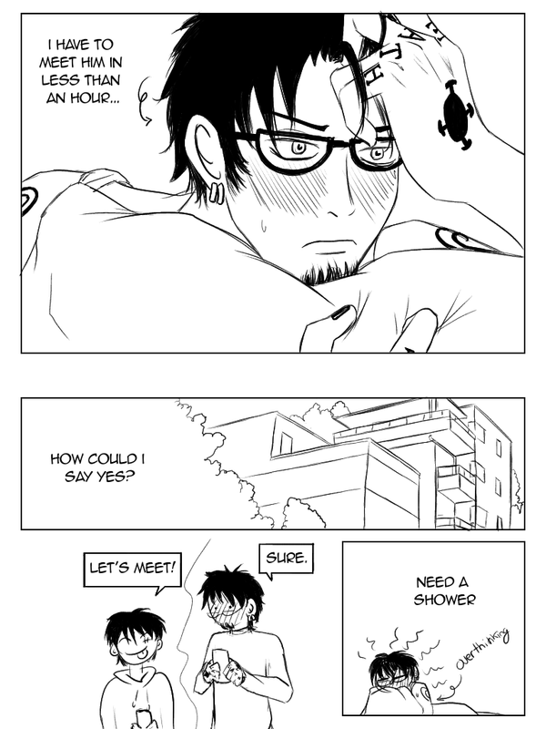 Page 10. Law is supposed to meet Luffy in less than an hour, and he’s freaking out. He can’t understand how he ever said yes.