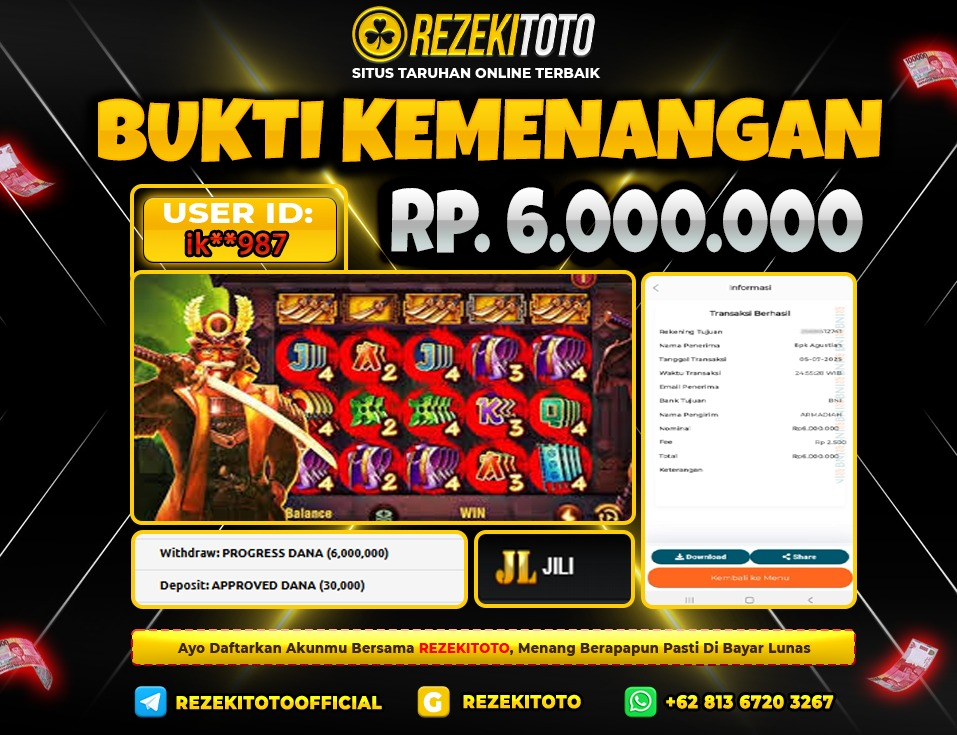 BUKTI KEMENANGAN 05 JULI 2025 SHOGUN  6 JUTA 