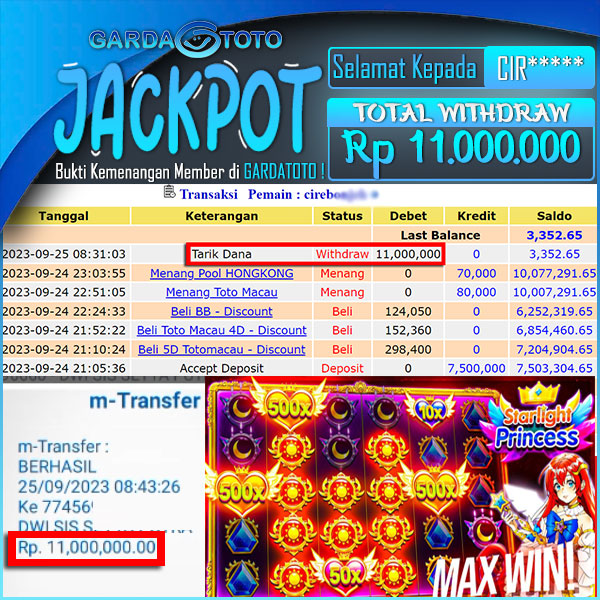 JACKPOT SLOT MAIN DI SLOT STARLIGHT PRINCES WD Rp 11.000.000,- DIBAYAR LUNAS