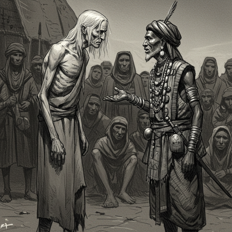 Darvus siendo recibido por Rith'kai en la aldea de Cicindela.