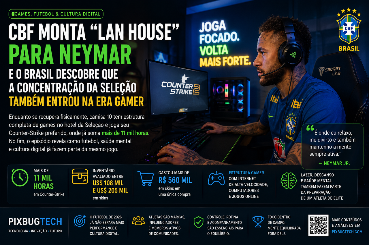 CBF monta “lan house” para Neymar e o Brasil descobre que a concentração da Seleção também entrou na era gamer
