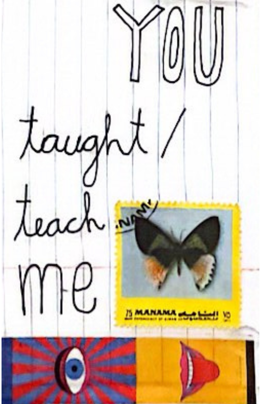 The cover of a zine titled 'taught / teach.'