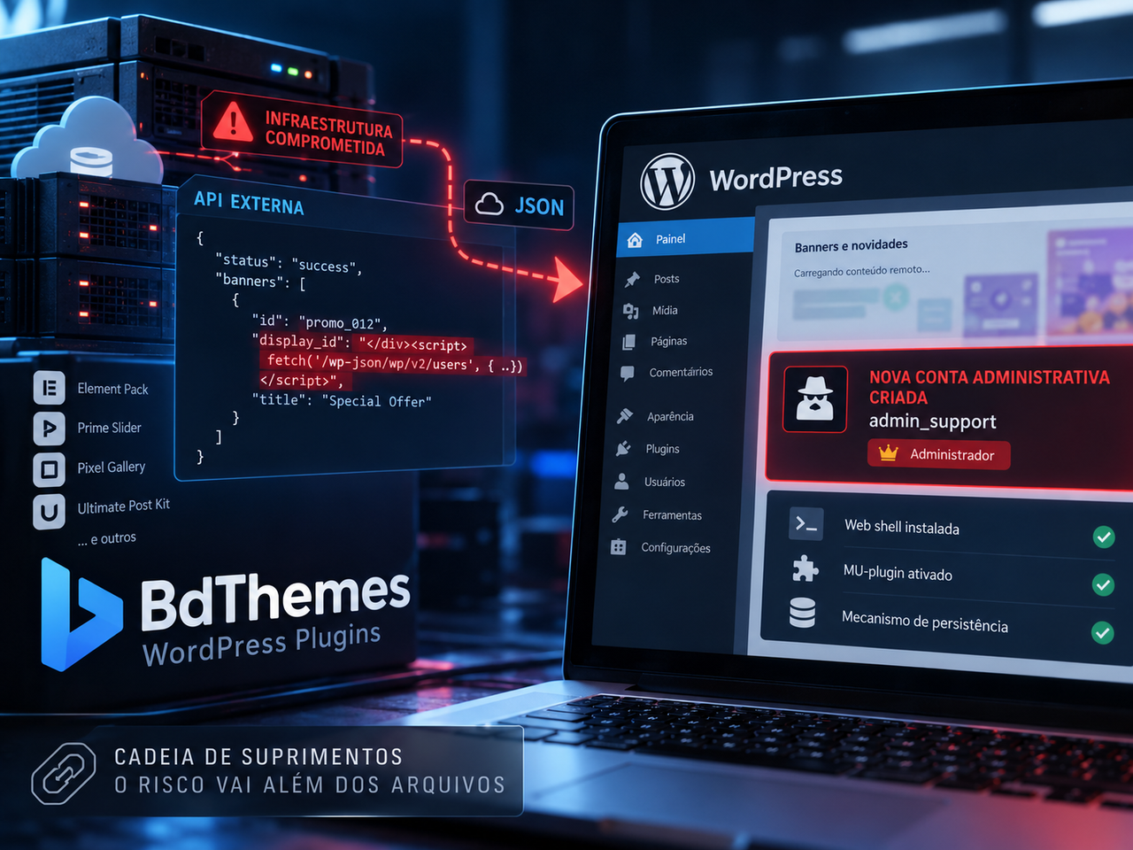 Ataque à BdThemes expõe um risco invisível do WordPress: o plugin pode estar intacto e o site, comprometido