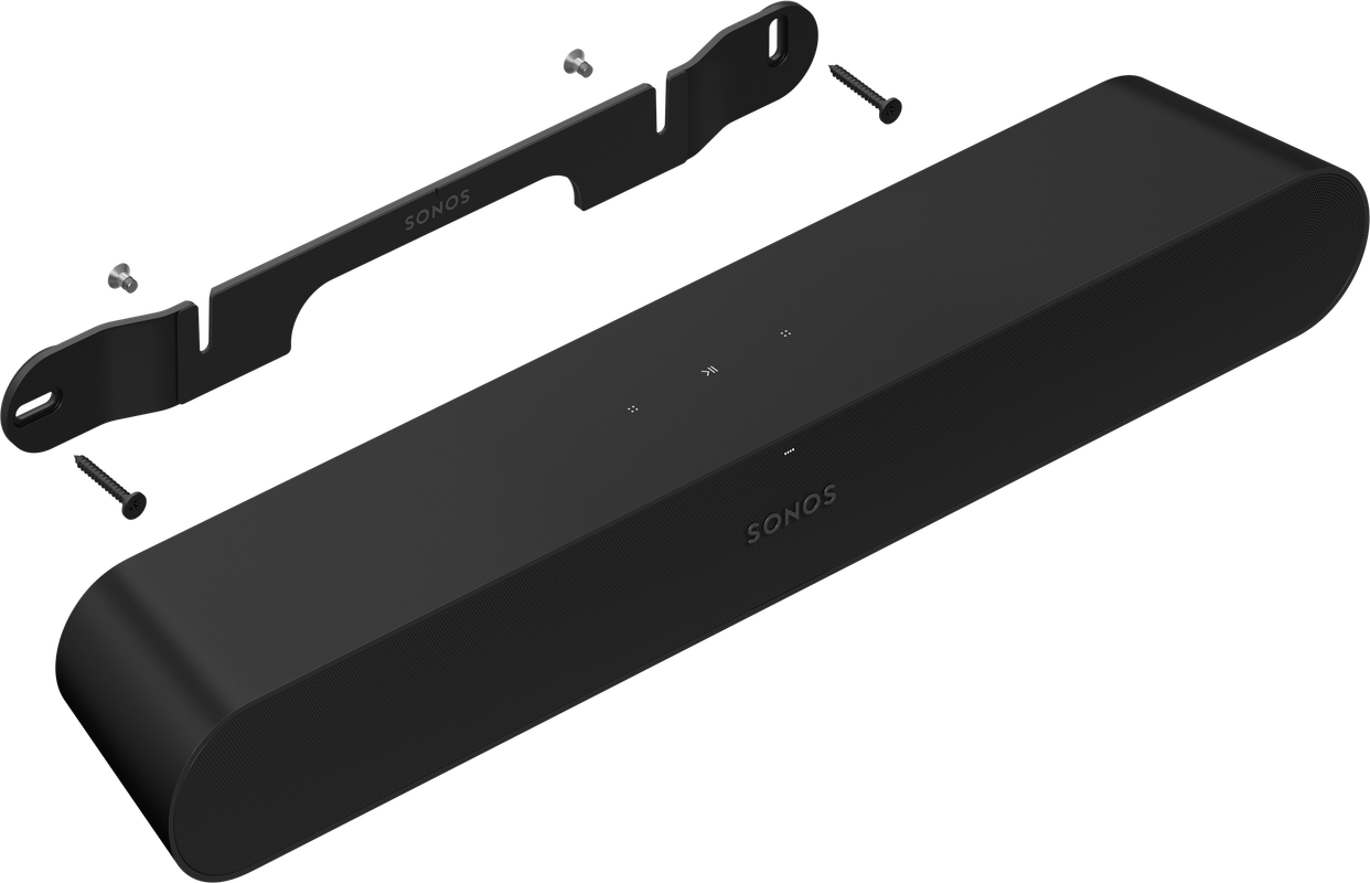 Soporte de pared con una Sonos Ray montada, mostrando un look minimalista.