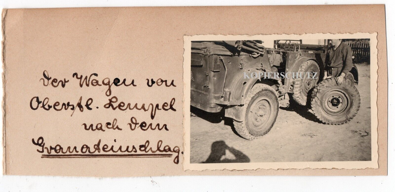 Polen 1939 Panzer Rgt.36 Granateinschlag zerst. PKW Kübel SDkfz Soldat