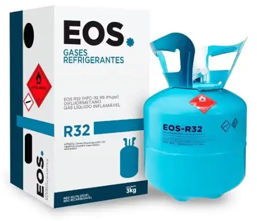 Aparelho split moderno com etiqueta de gás R-32