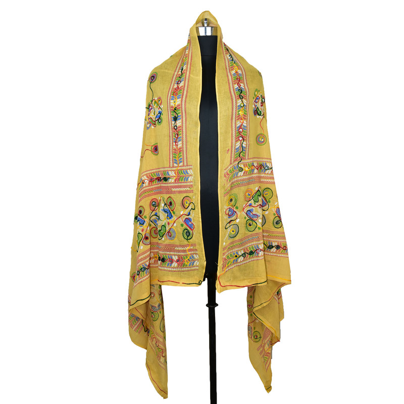Women's Cotton Dupatta Wrap Stole Mirror Work Embroidery Ethinic Scarves Chunni - Picture 99 of 103