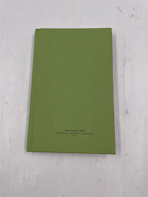 BLANK GREEN NOTEBOOK FEDERAL SUPPLY SERVICE SMALL