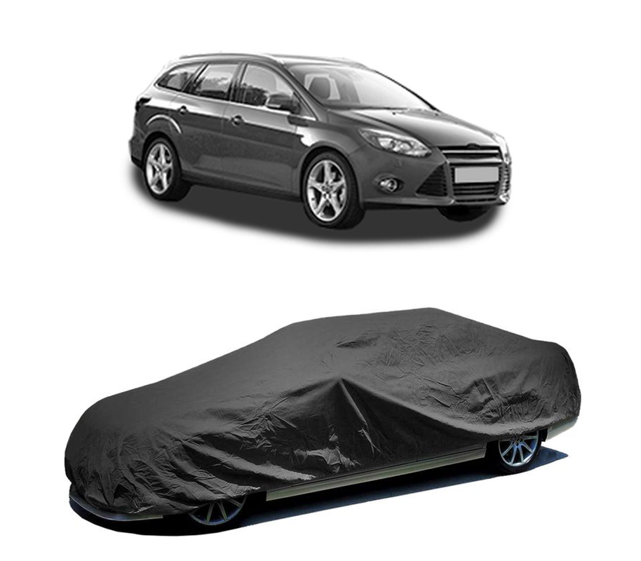Husa tip prelata auto pentru FORD FOCUS III Turnier 2010 - 2020,culoare negru, material textil impermeabil, rezistanta la intemperii praf UV, CARPASSION Husa Protectie