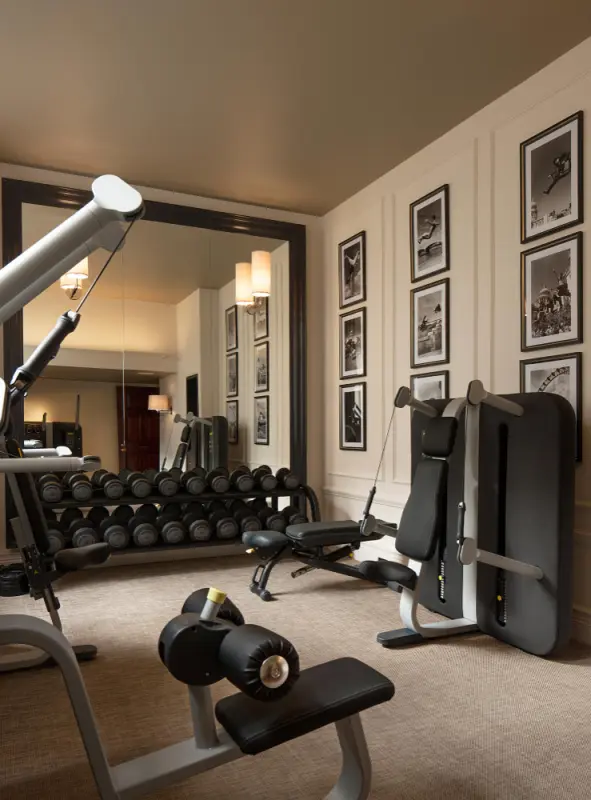 Spa-quality home gym in Highland Park basement
