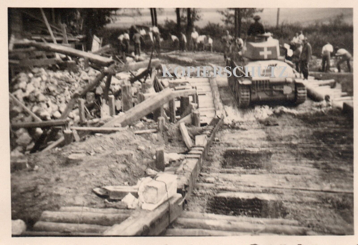 Polen 1939 Panzer Abt.67 v. Lodz Sdkfz Kette Panzerwagen Notbrücke