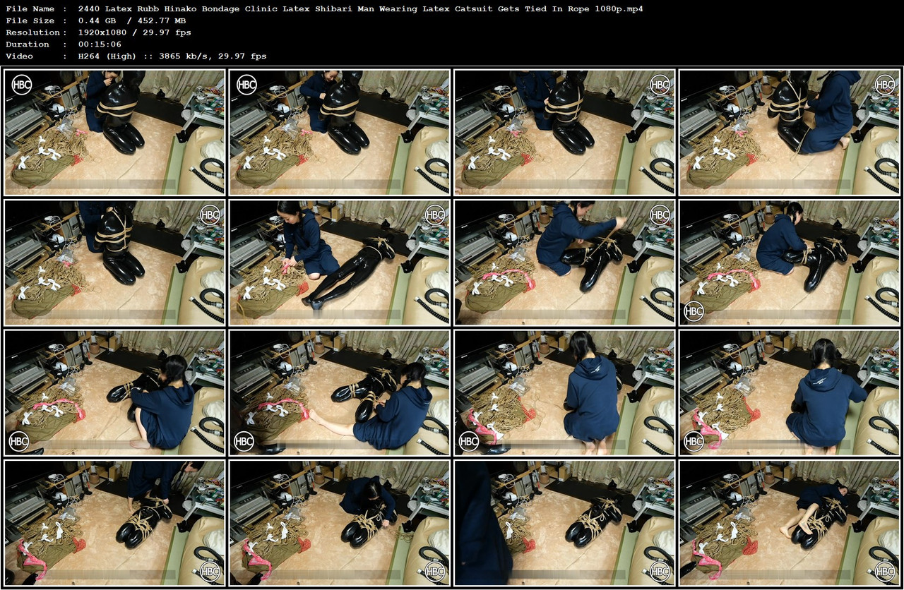2440 Latex Rubb Hinako Bondage Clinic Latex Shibari Man Wearing Latex Catsuit Gets Tied In Rope 1080
