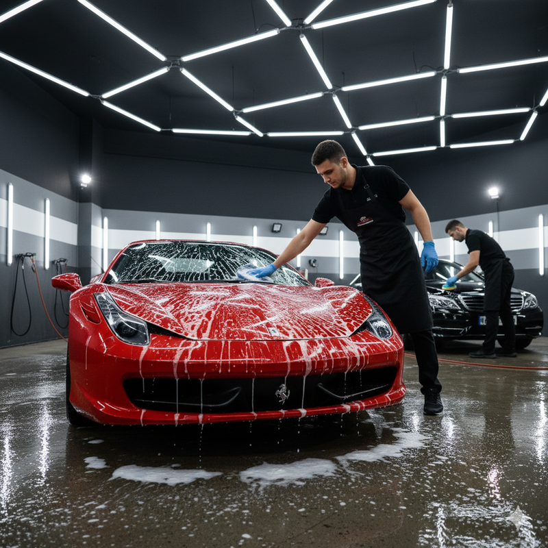 Hand car wash in Chicago with foam prewash and safe rinse near 60652