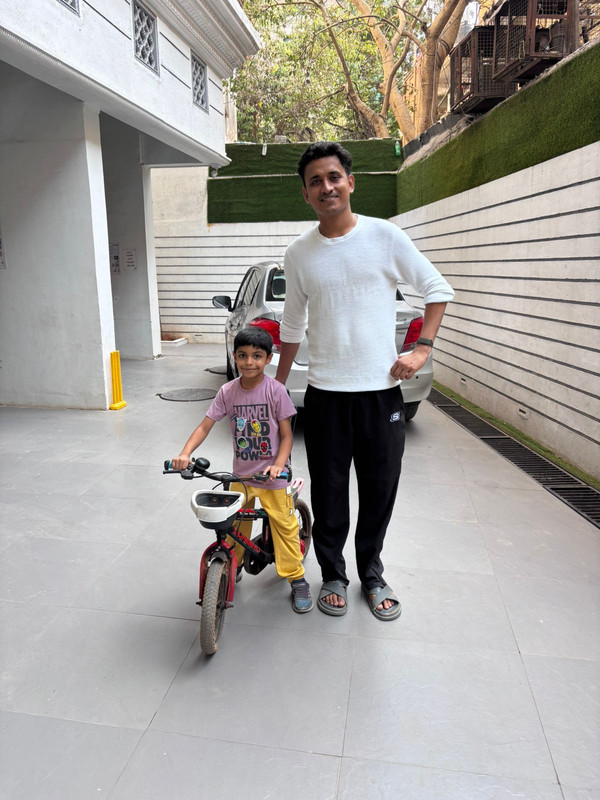 Student practicing balancing during cycling classes in Mumbai