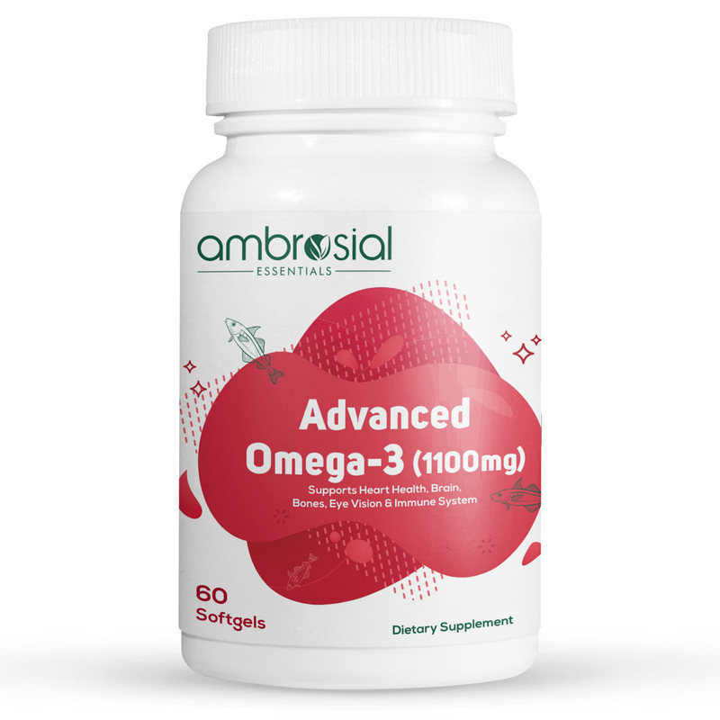 Ambrosial Advanced Omega-3 1100mg 360mg EPA & 240mg DHA 60 Premium Softgels