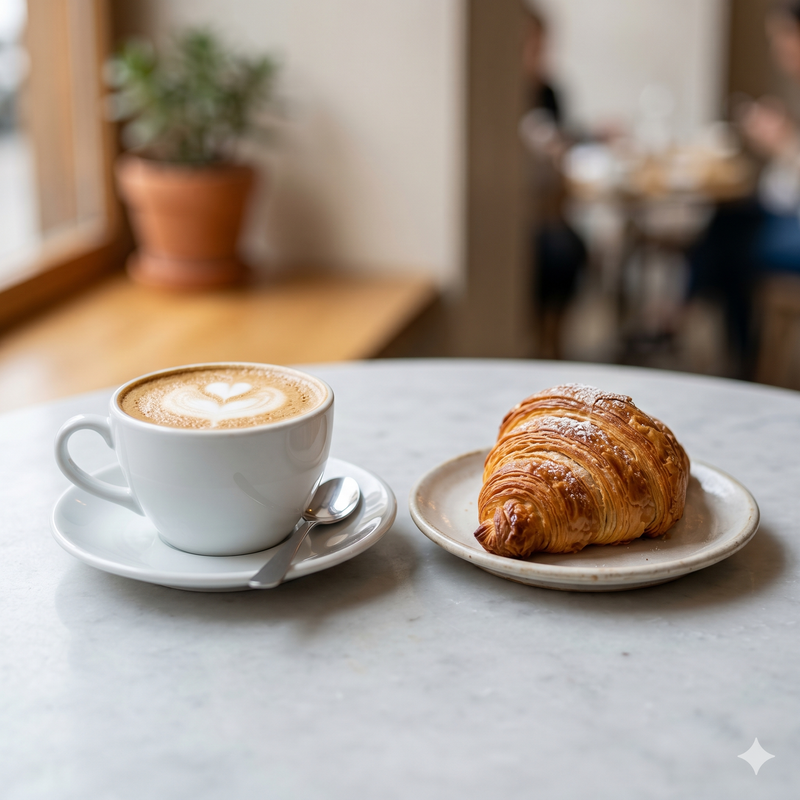 Croissant Y Café Con Leche (150 Ml. A 200 Ml. Aprox.)