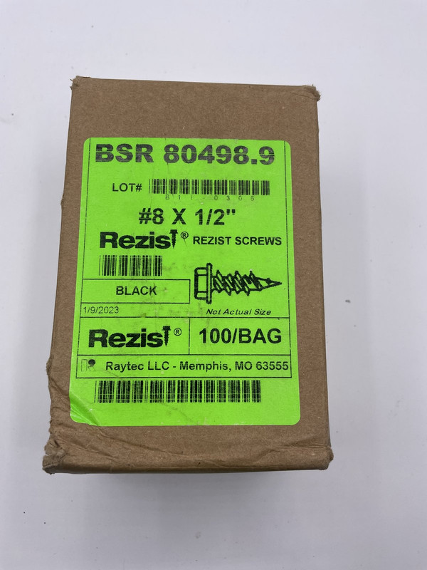 REZIST BSR 80498.9 SCREWS #8X1/2" BLACK QTY 1000