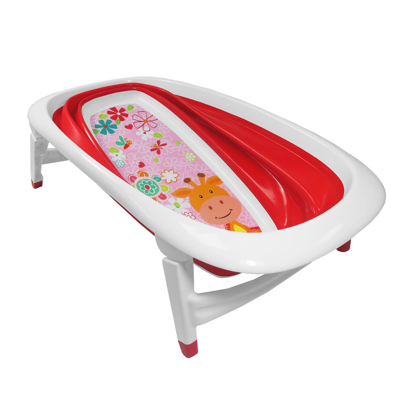 Baby Bath Giraffe Design Splash /& Play Time Foldable Red Transportable BathTub
