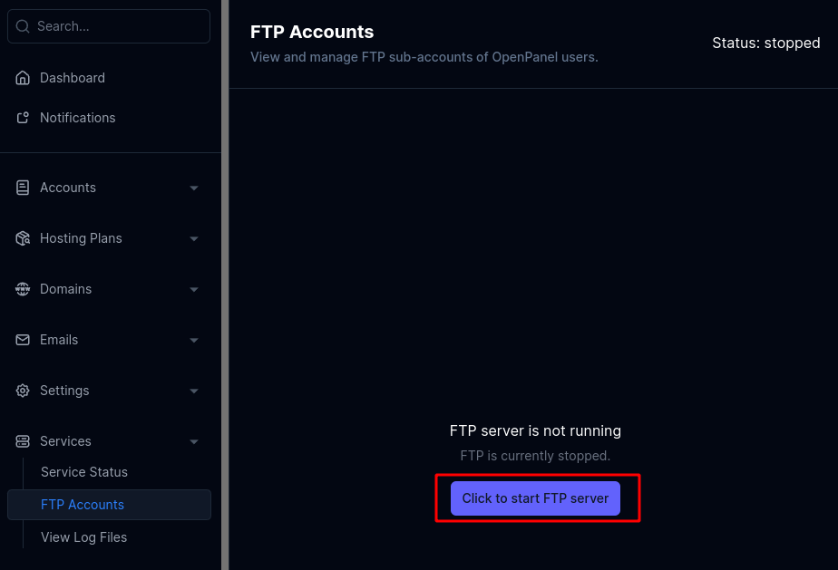 Start FTP Server